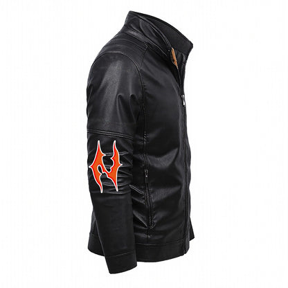 Plus Fleece Decorative Zipper Leather Jacket (DTF)
