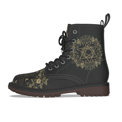 Buty Gotyckie Occult Botanical – Wiccańskie Symbole i Flora | Premium PU Leather | Witchy Alt Fashion