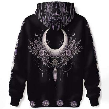 Wiccańska Bluza Rytualna Lunar Wolf – 100% Bawełna Premium | Forest Witchcraft & Occult Style