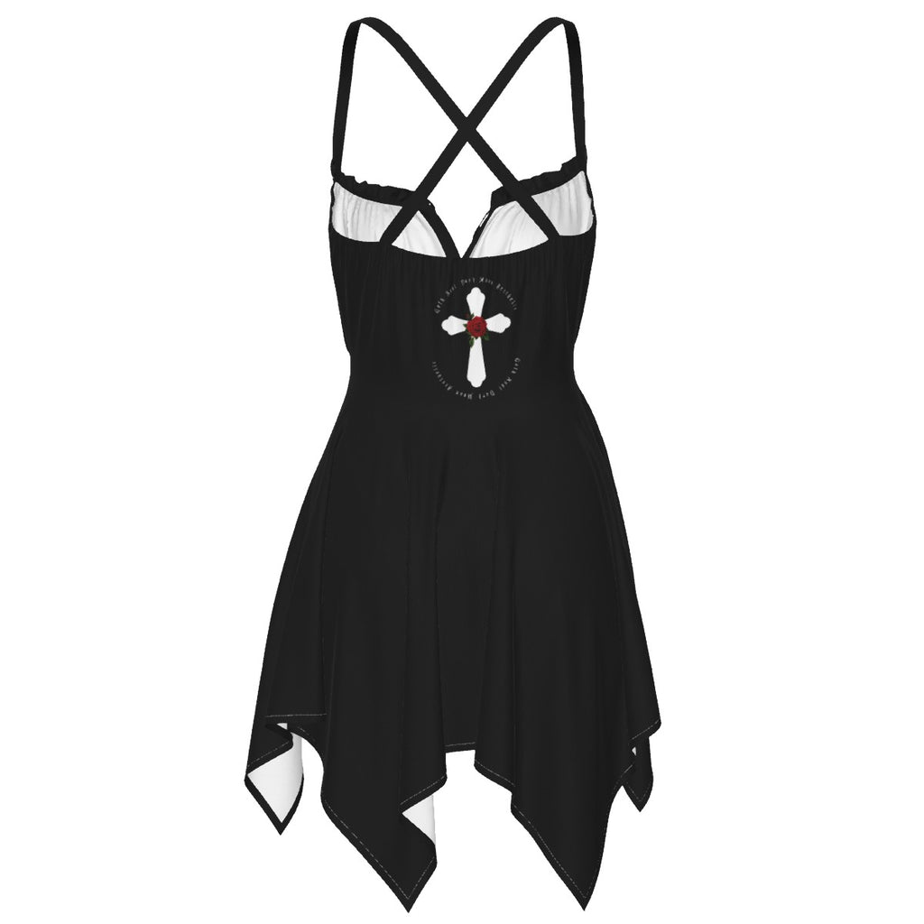 Czarna sukienka gotycka typu slip dress Bat&Skull