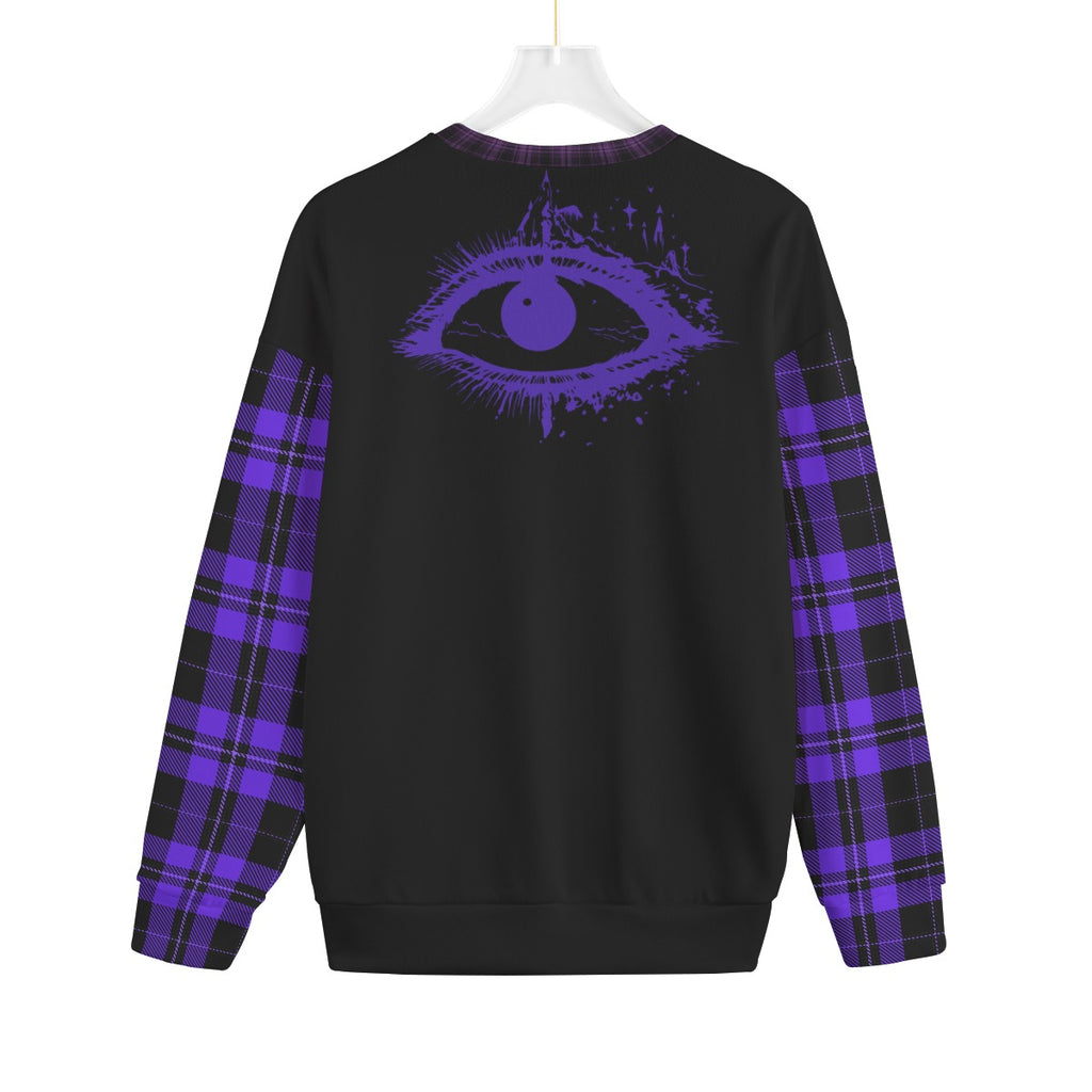 Gotycki Sweter Witchcore Purple Tartan | Midnight Coven | 280 GSM