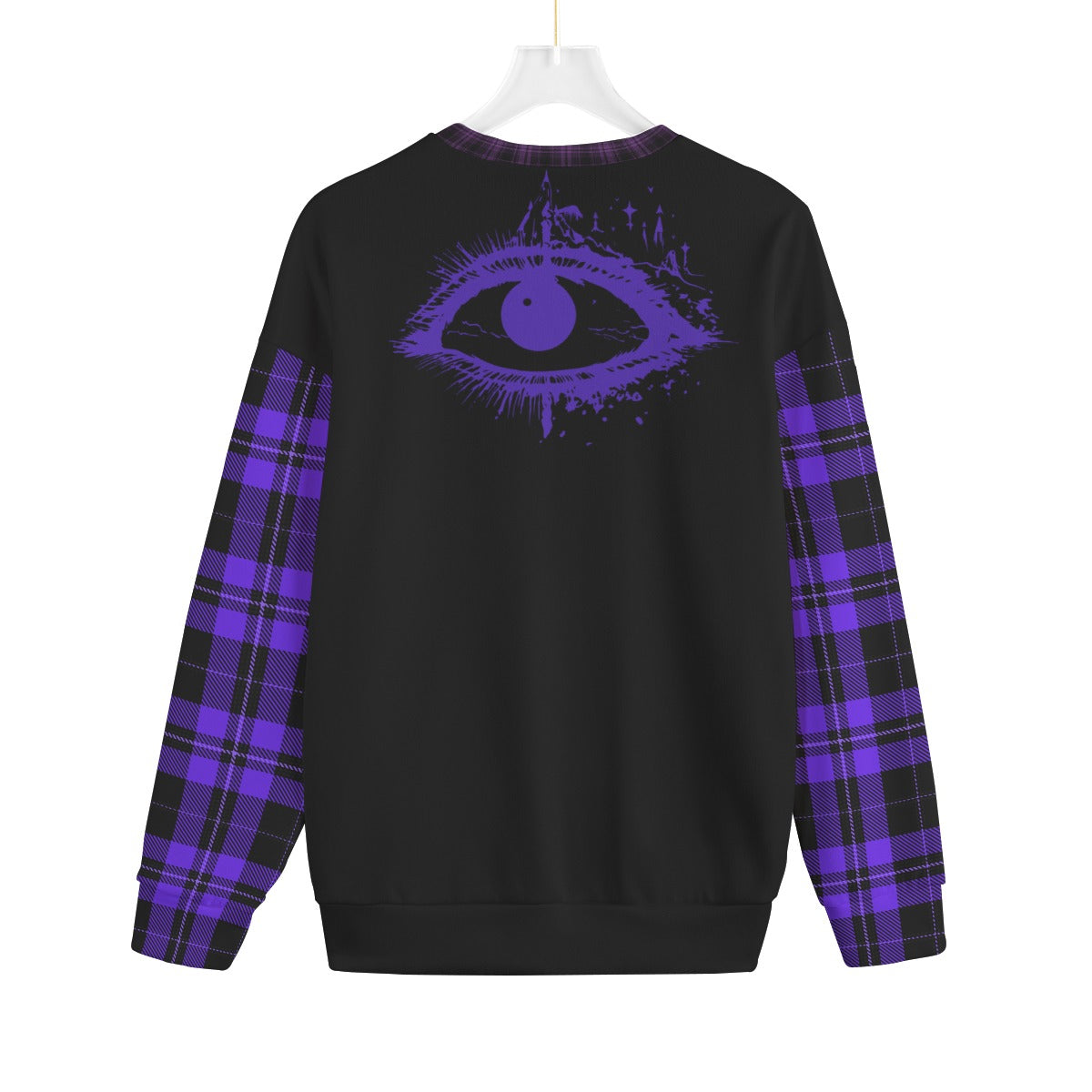 Gotycki Sweter Witchcore Purple Tartan | Midnight Coven | 280 GSM