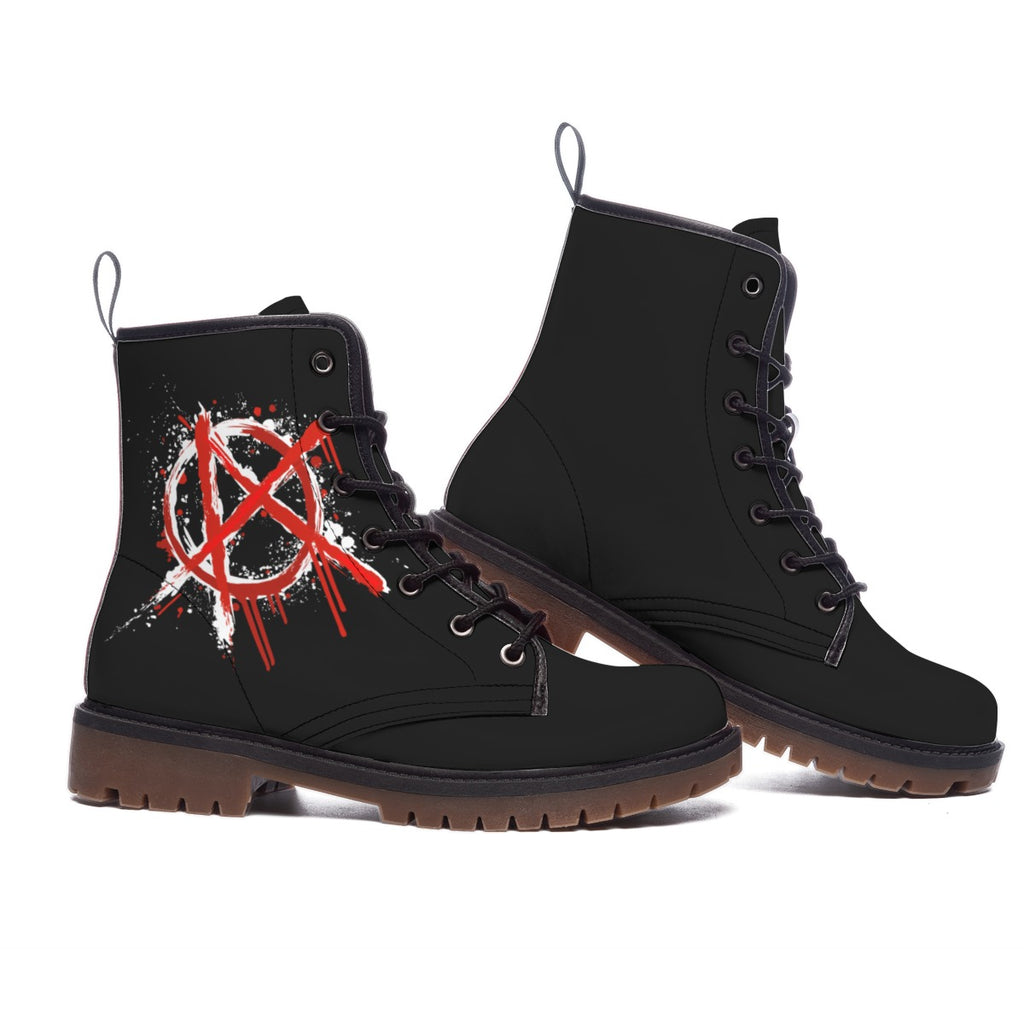 Punkowe Buty Anarchy Stomp – Graffiti Rebel Design | Czarne Combat Boots | Vegan Leather