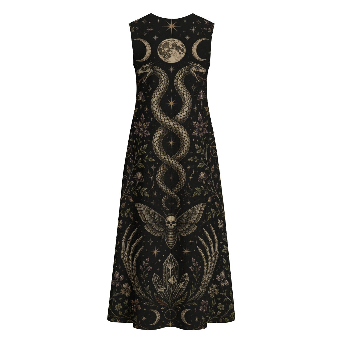 Sukienka Wicca Maxi z Kieszeniami – Witchcore Summer Dress 100% Bawełna | Whimsigoth |