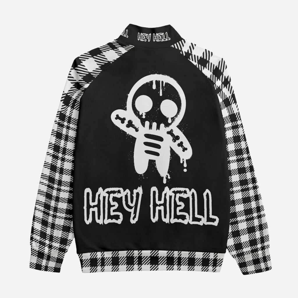 Punkowa Bomberka w Szachownicę Y2K | Kurtka Rozpinana Cyber Gothic Alt Streetwear