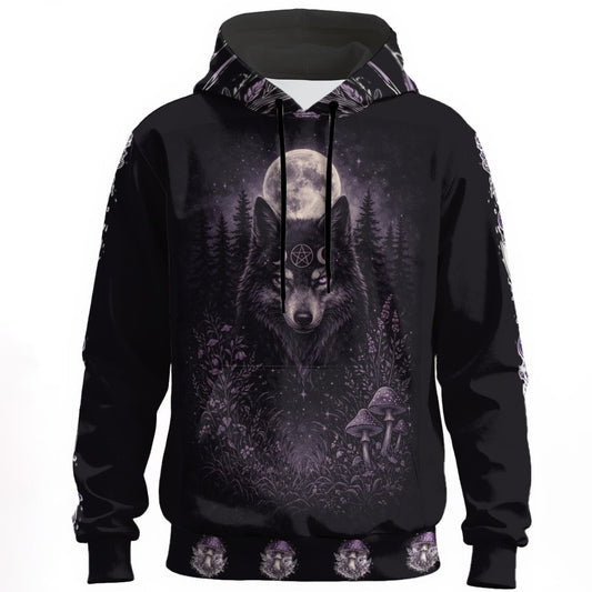 Wiccańska Bluza Rytualna Lunar Wolf – 100% Bawełna Premium | Forest Witchcraft & Occult Style