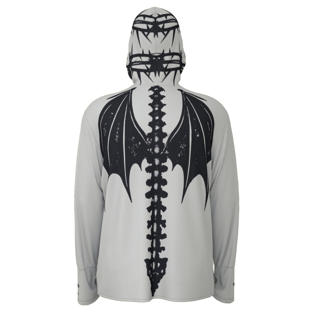 Gotycka Bluza UV50+ Unisex Skeleton Wings – Lekka Bluza z Kapturem Grunge Y2K SPF50+