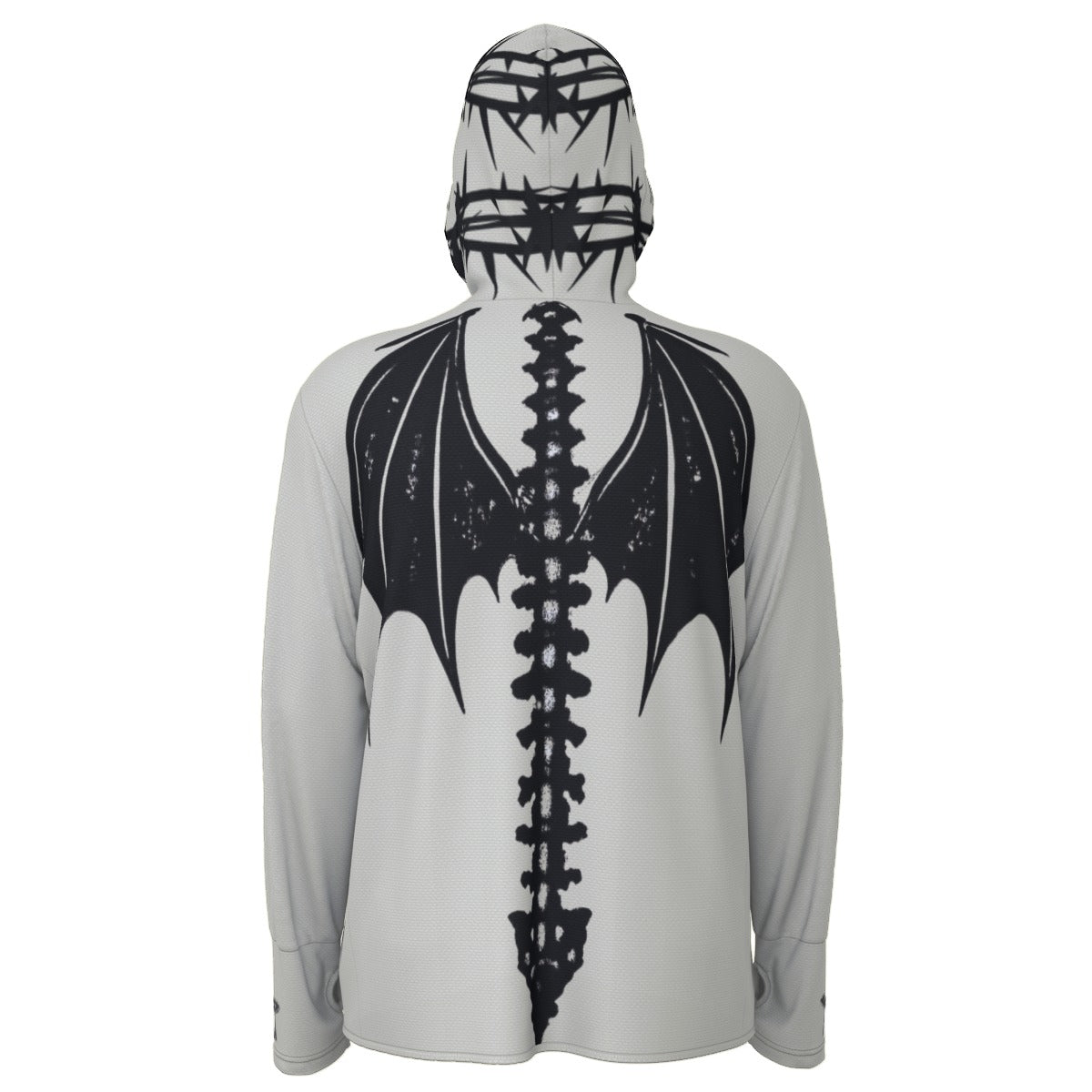 Gotycka Bluza UV50+ Unisex Skeleton Wings – Lekka Bluza z Kapturem Grunge Y2K SPF50+