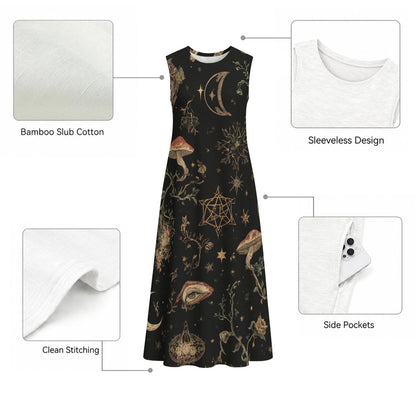 Women’s Whimsigoth Maxi Dress | Moonlit Ritual Garden – Cotton Witchcore & Mystic Forest Dress