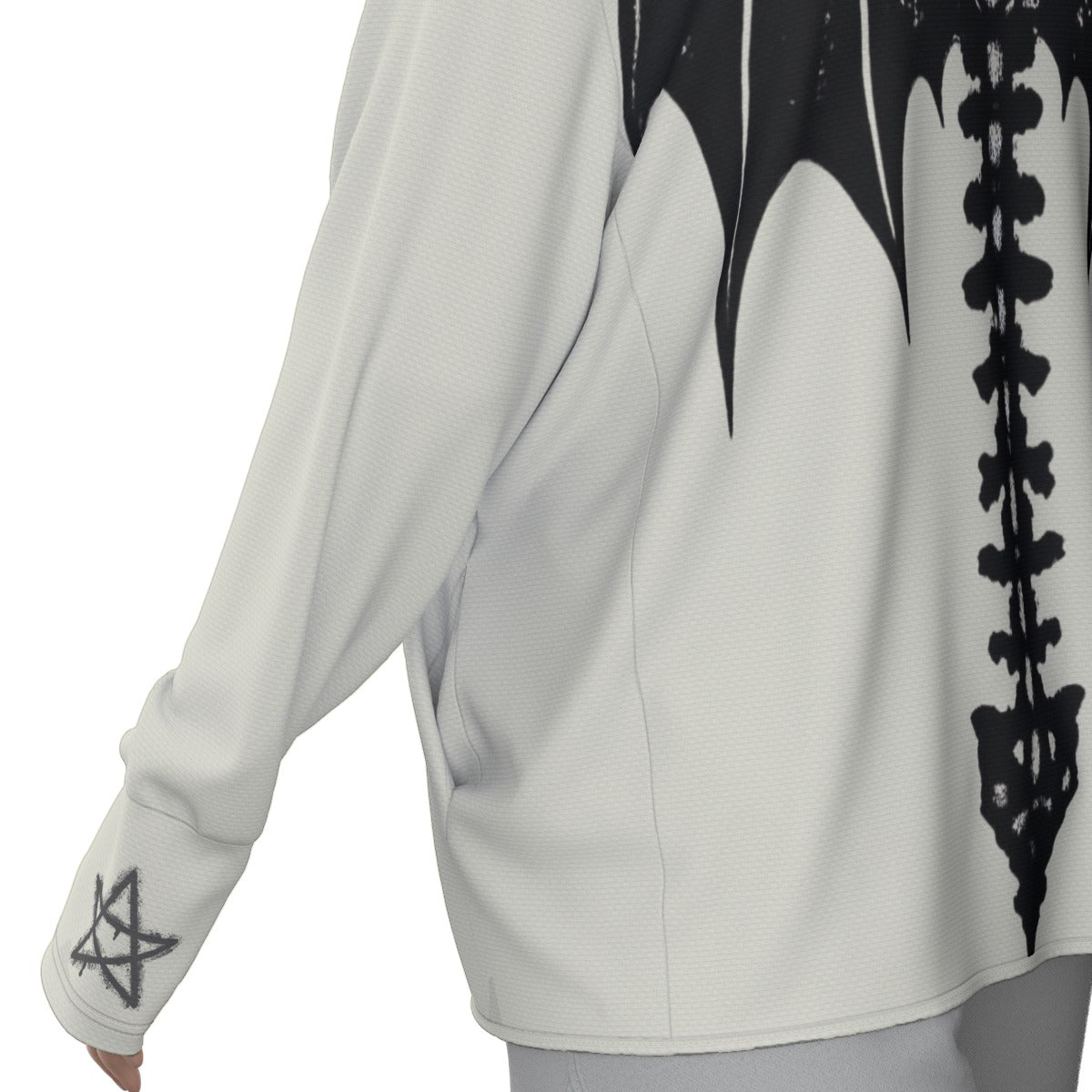 Gotycka Bluza UV50+ Unisex Skeleton Wings – Lekka Bluza z Kapturem Grunge Y2K SPF50+