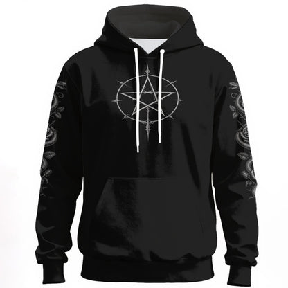 Gotycka Bluza Dark Archedemon Prince – Unisex Gothic Hoodie z Czaszką, Rogami i Wężami | 310gsm Bawełna