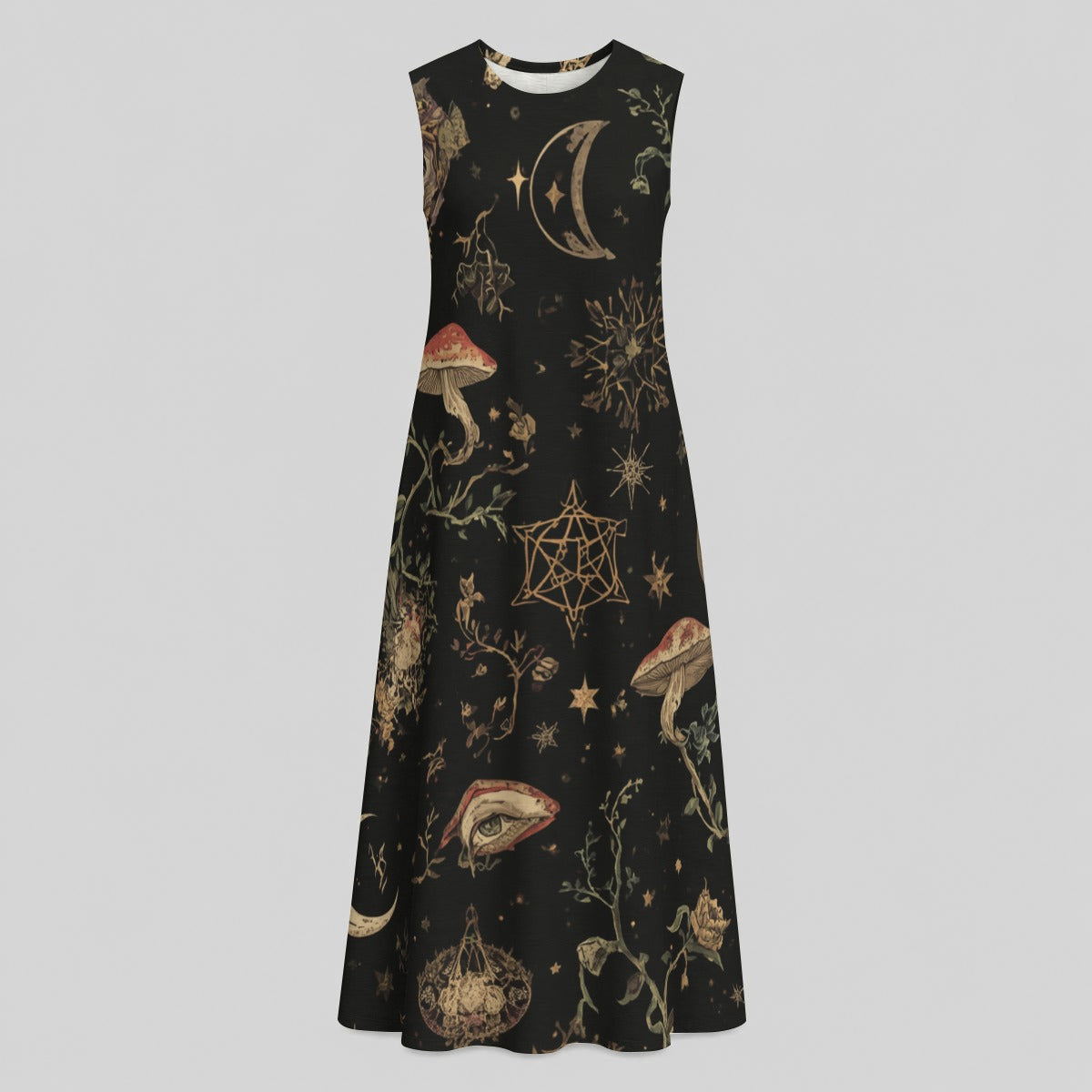 Women’s Whimsigoth Maxi Dress | Moonlit Ritual Garden – Cotton Witchcore & Mystic Forest Dress