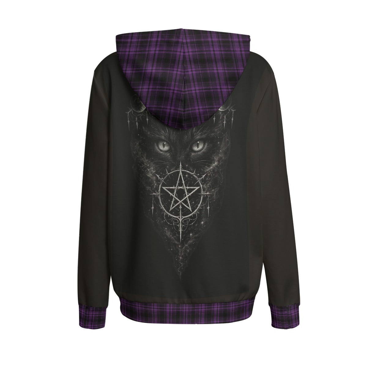 Gothic Witchcore Cat Hoodie with Moon Phases | Lunar Cat Coven Hoodie