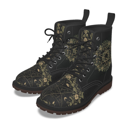 Buty Gotyckie Occult Botanical – Wiccańskie Symbole i Flora | Premium PU Leather | Witchy Alt Fashion
