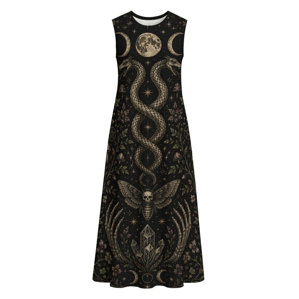 Sukienka Wicca Maxi z Kieszeniami – Witchcore Summer Dress 100% Bawełna | Whimsigoth |