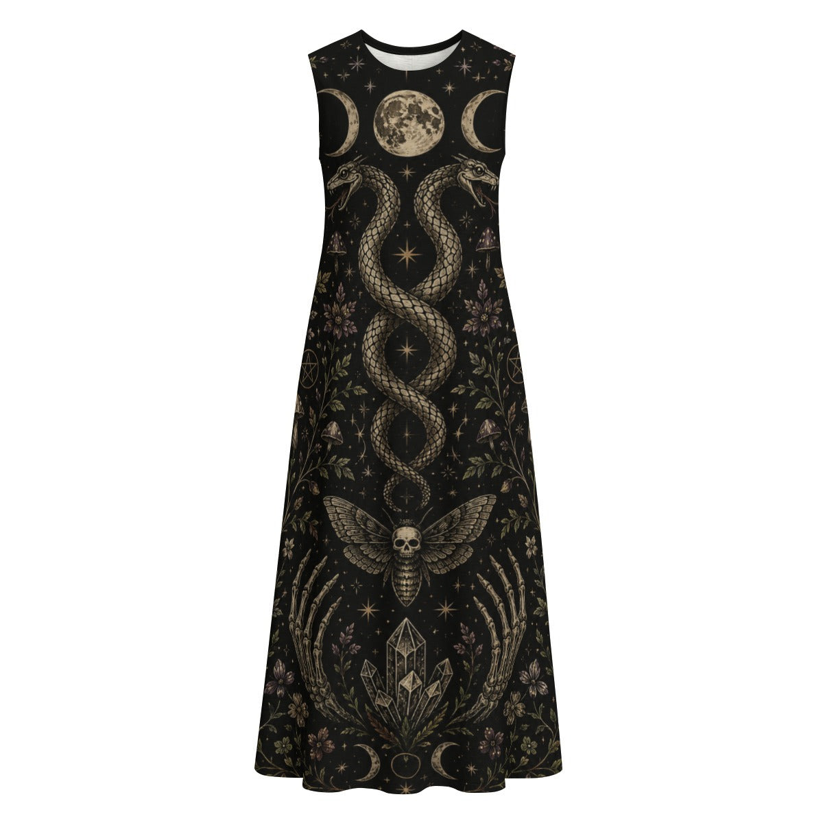 Sukienka Wicca Maxi z Kieszeniami – Witchcore Summer Dress 100% Bawełna | Whimsigoth |