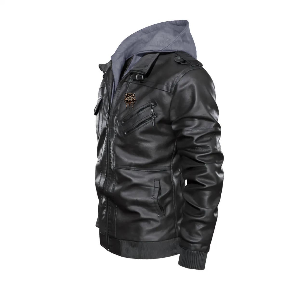 A Decayed Barrow Death Metal Leather Hoodie Jacket