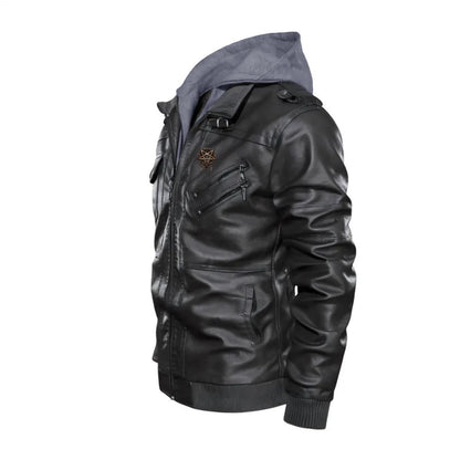 A Decayed Barrow Death Metal Leather Hoodie Jacket