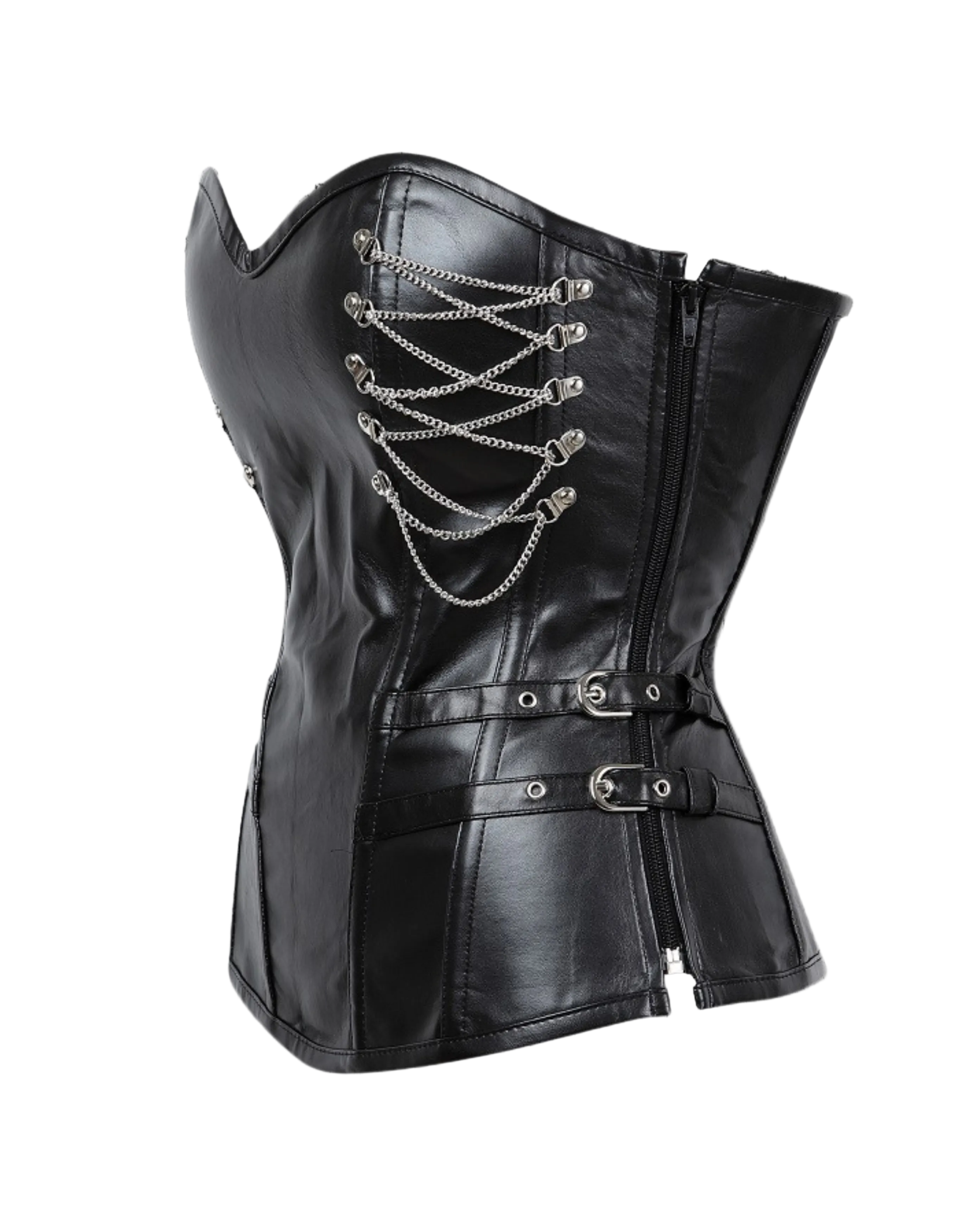 Gotycki Gorset Skórzany z Łańcuchami | Gothic Leather Corset Harness | Dark Ritual Corset