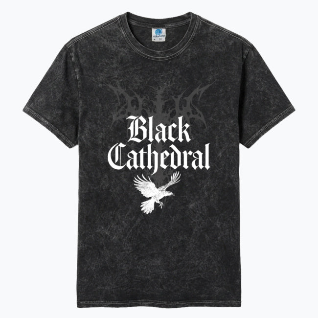 Gotycka Koszulka Unisex Mineral Wash Black Cathedral I – The Raven’s Call
