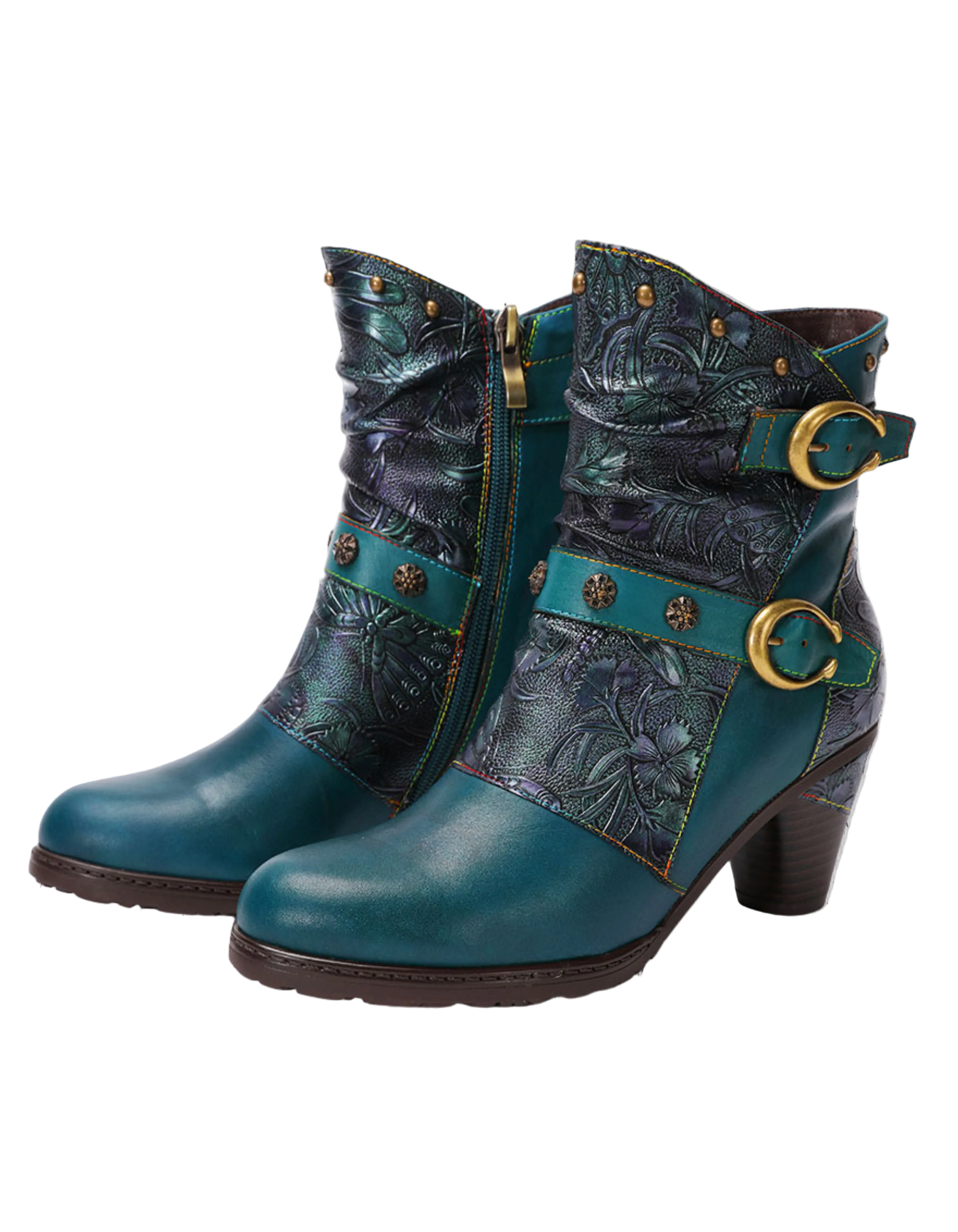 Buty Gotyckie Czarodziejki Wicca | Magical Emerald Wisdom Boots
