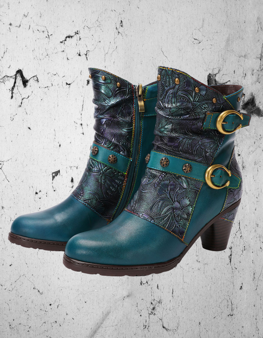 Buty Gotyckie Czarodziejki Wicca | Magical Emerald Wisdom Boots