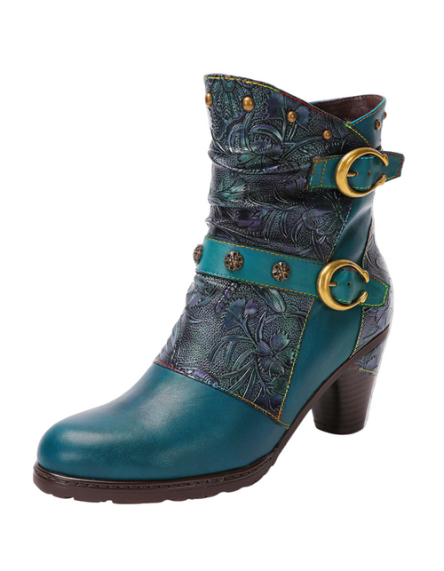 Buty Gotyckie Czarodziejki Wicca | Magical Emerald Wisdom Boots
