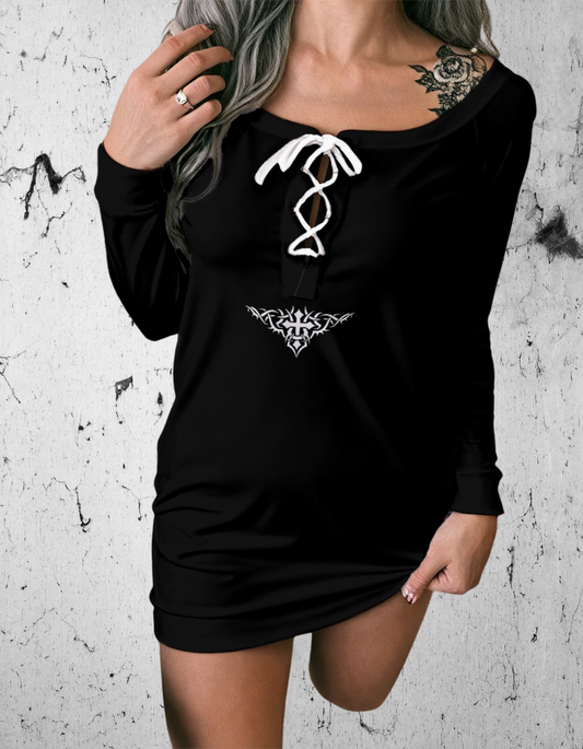 Gotycka Bluza damska ze sznurowaniem Raven Time Gothic Night