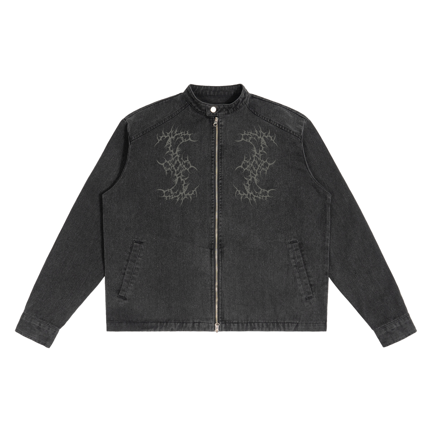 Gothic Black Denim Jacket | Night Child Y2K Gothic