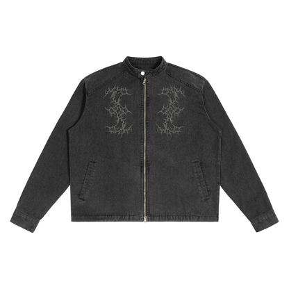 Gothic Black Denim Jacket | Night Child Y2K Gothic