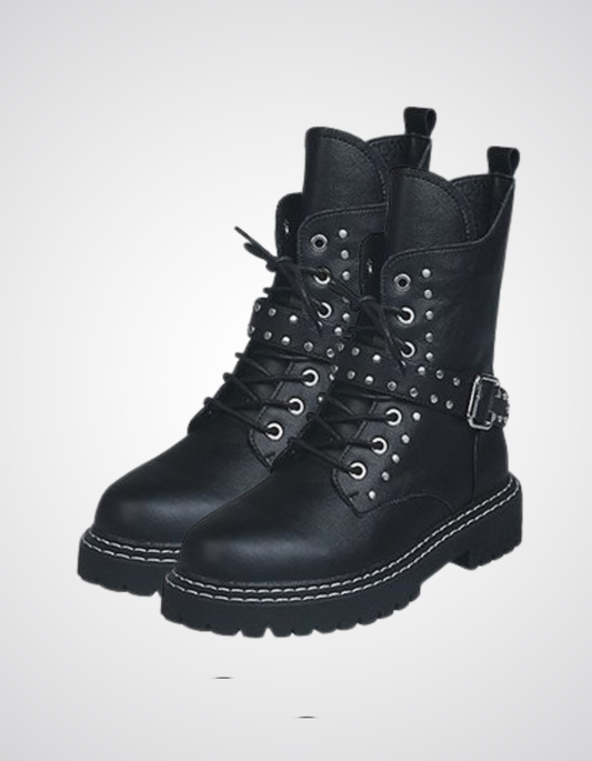 Damskie Black Metalowe Buty Dark Goth Knight