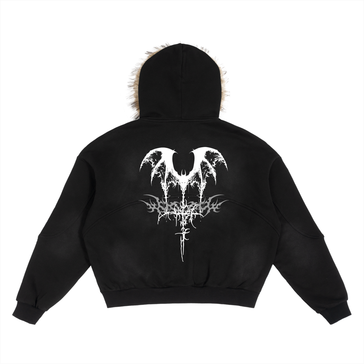 Ciężka Kurtka Gothic Y2K z Futrem – Cyber Sigilism | Oversize 360 GSM
