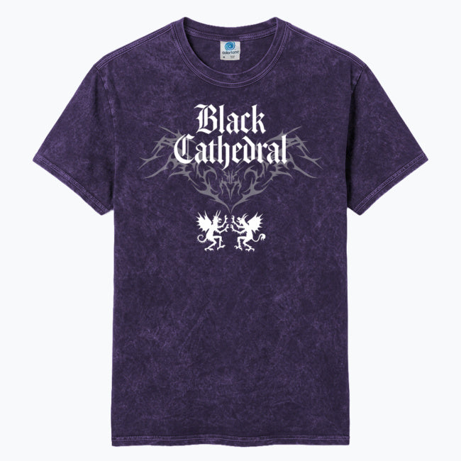 Gotycka Koszulka Vintage Washed | Black Cathedral Devil Crest | Gothic Darkwear T-Shirt 100% Bawełna