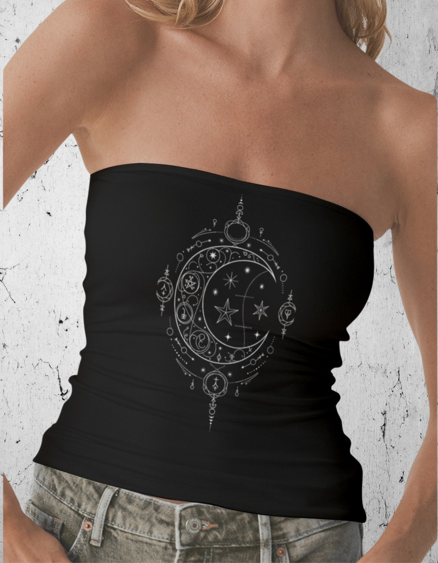 Gotycki Top bez ramion Mistycal Moon