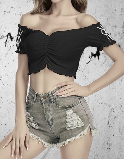 Gotycki Crop Top Ezoteric Rose