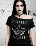 Gotycka damska koszulka z odkrytym ramieniem Gothic Night