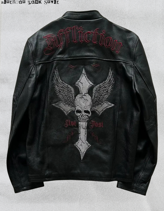 Skórzana Kurtka Punkowa Skull&Cross Rebel