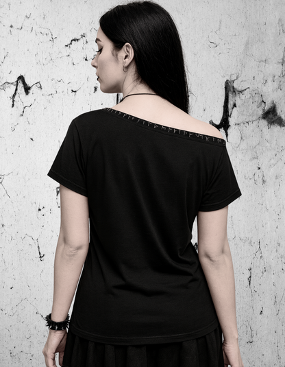 Gotycka damska koszulka z odkrytym ramieniem Gothic Night