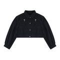 Damska Kurtka Jeansowa Gothic Crop – NIGHTCRAWLER | 100% Bawełna 420 GSM
