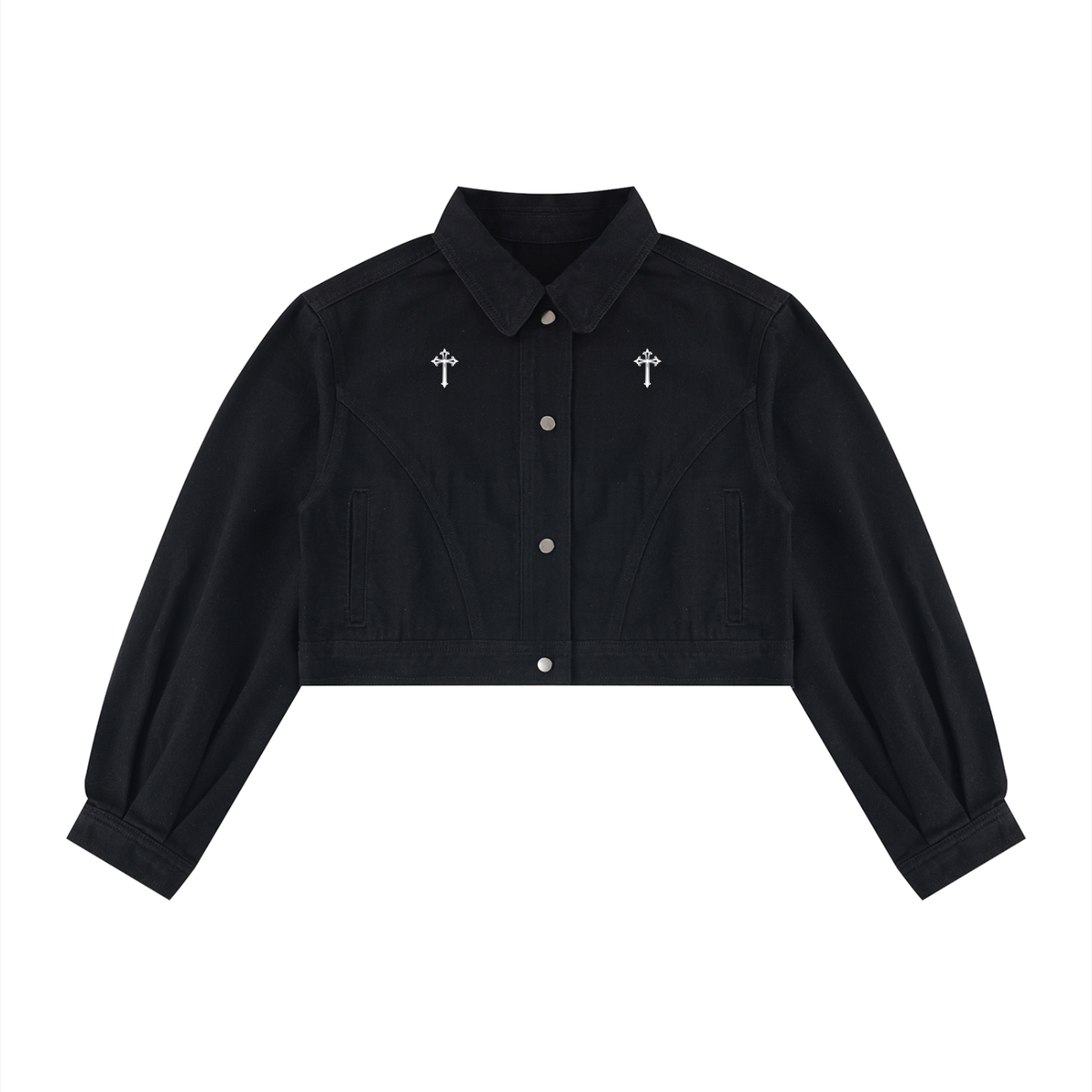 Damska Kurtka Jeansowa Gothic Crop – NIGHTCRAWLER | 100% Bawełna 420 GSM