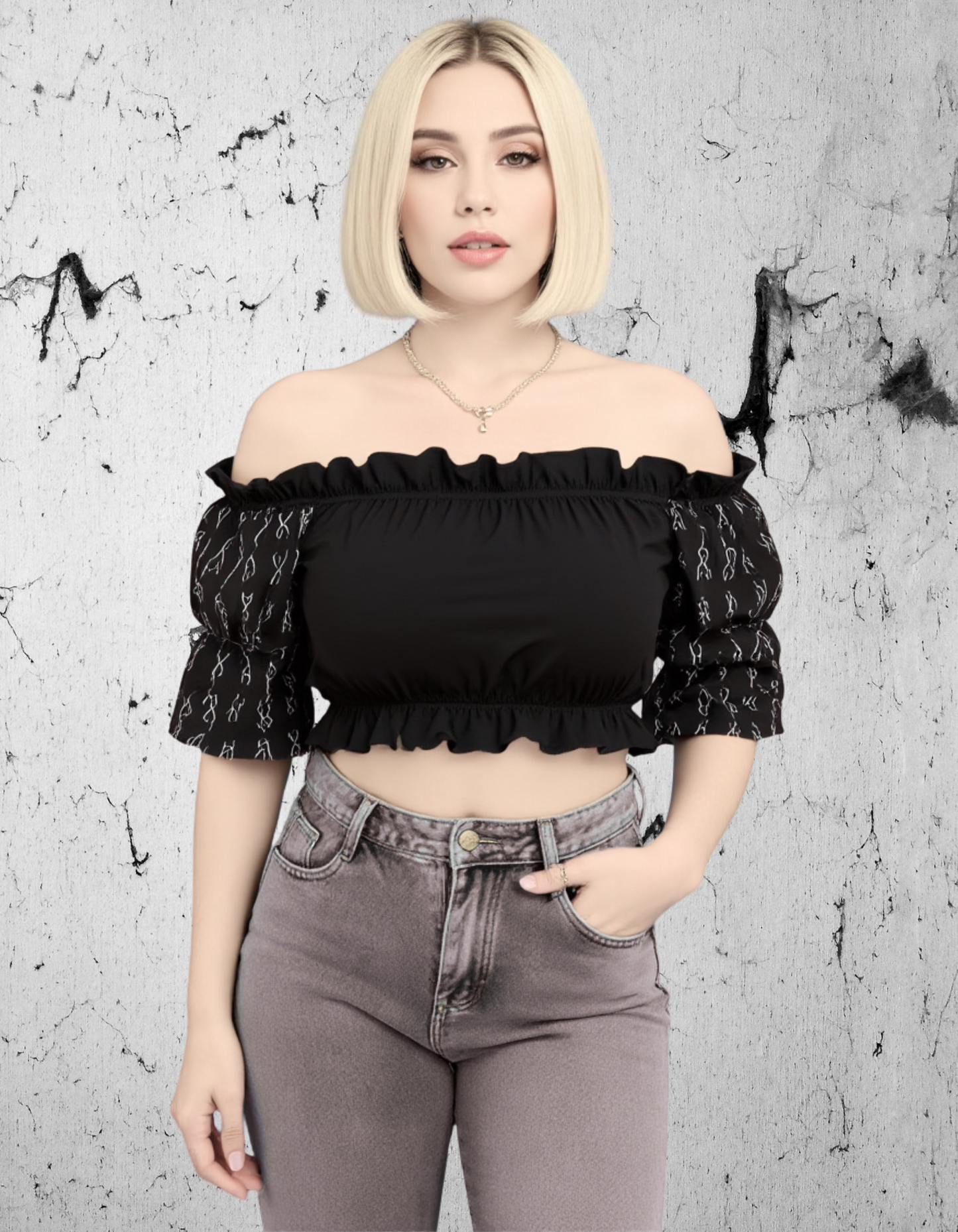 Gotycki Crop Top Ezoteric Dark Cross