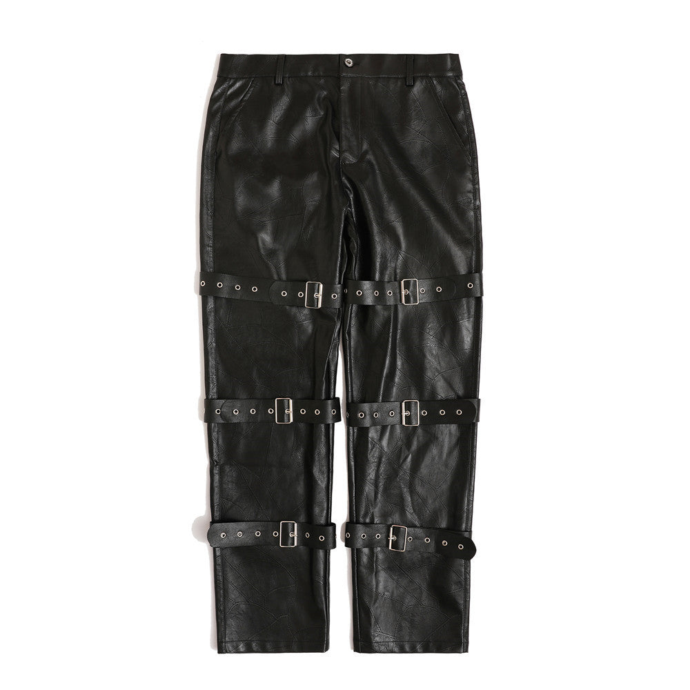 Black Metalowe Spodnie z PU - Dark Rebel Leather