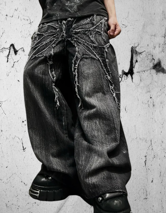 Gotyckie denimowe spodnie baggy
