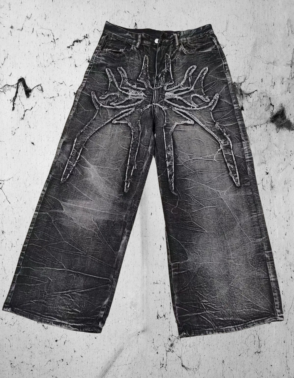 Gotyckie denimowe spodnie baggy
