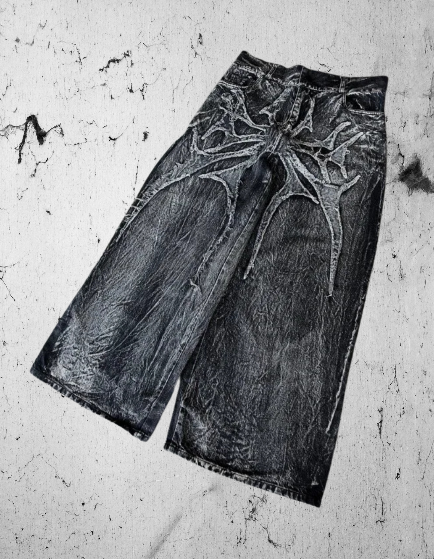 Gotyckie denimowe spodnie baggy