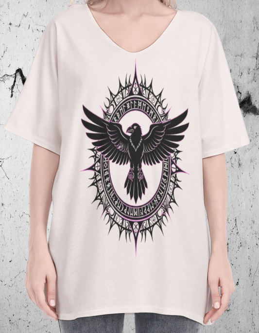 Bawełniana Gotycka Koszulka Damska Raven Circkle