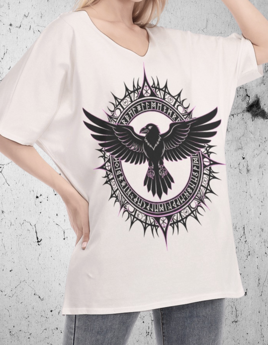 Bawełniana Gotycka Koszulka Damska Raven Circkle