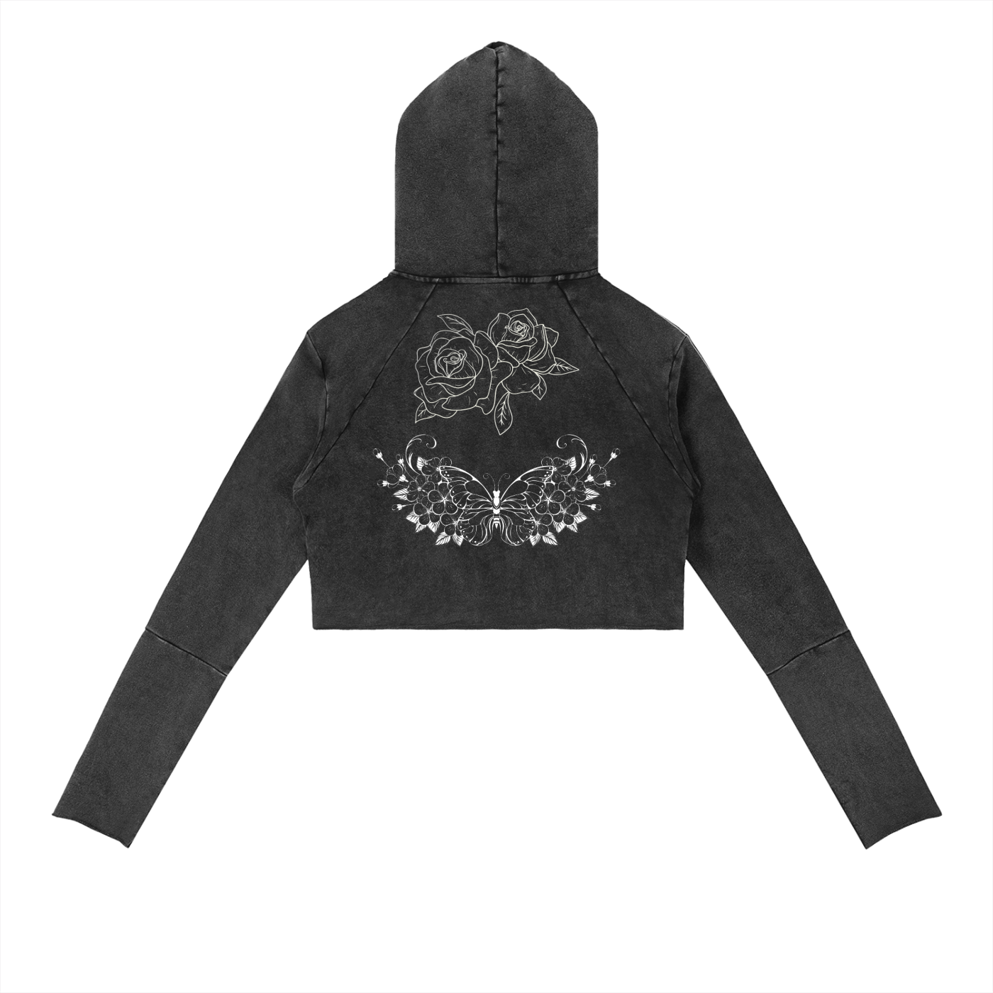 Gotycka Damska Bluza Crop | Gothic Ezoteric Tattoo Hoodie