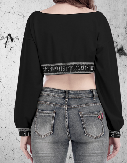 Gotycki Crop Top z długim bufiastym rękawem