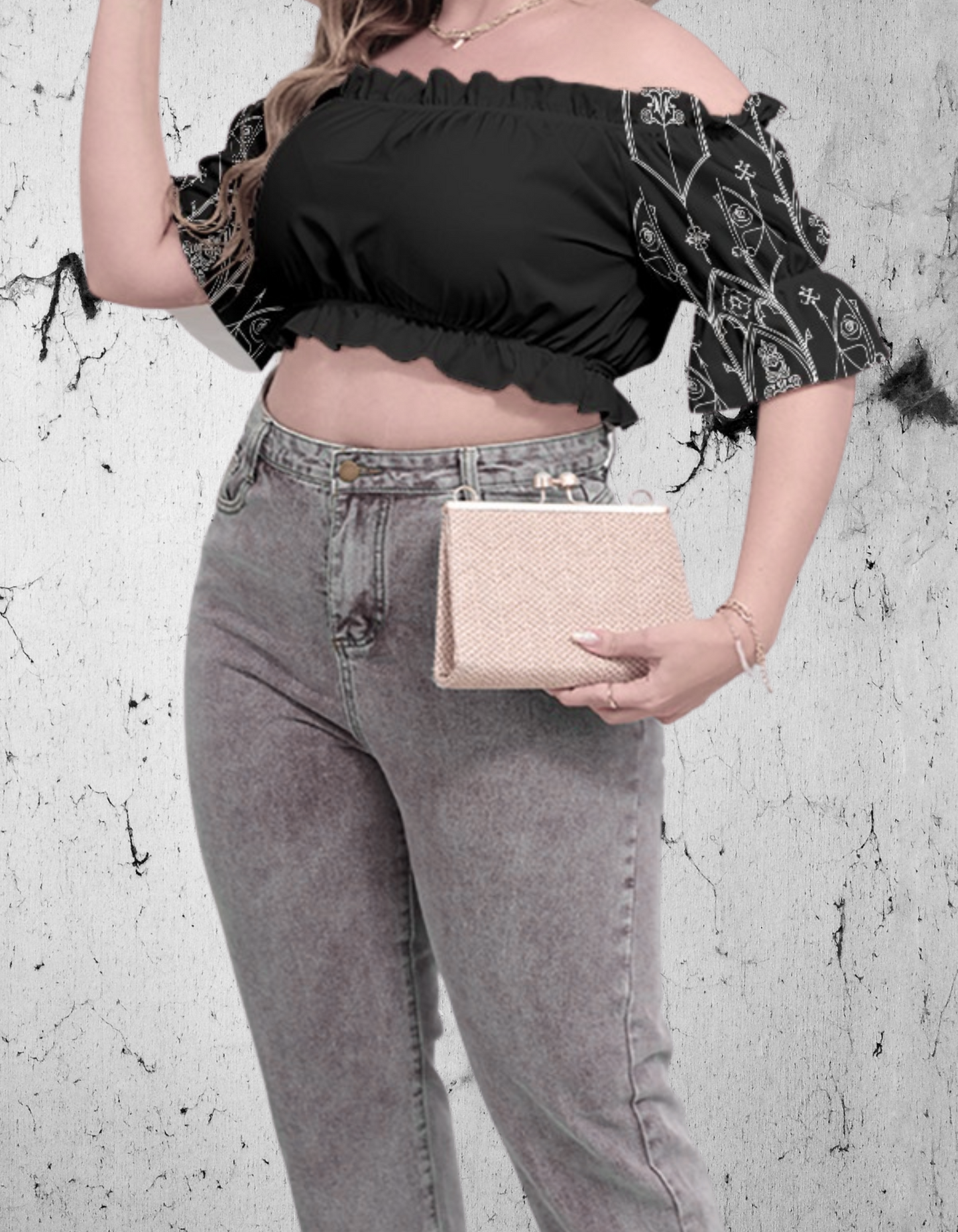 Gotycki top z bufiastym rękawem Moon Spell